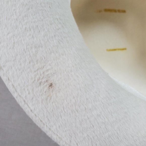 White Cream Vtg Fedora Imported Velour Feather Hat - Picture 11 of 11